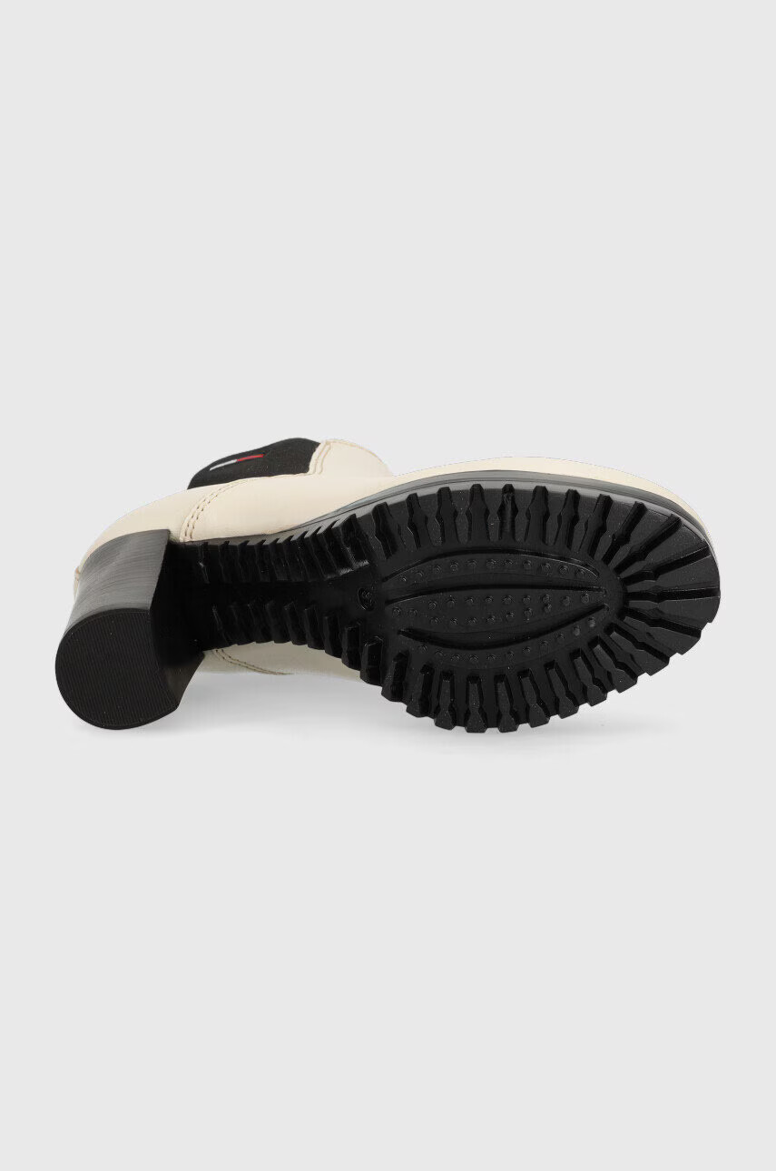 Tommy Jeans Кожени боти челси Essentials High Heel Boot в бежово с висок ток - Pepit.bg