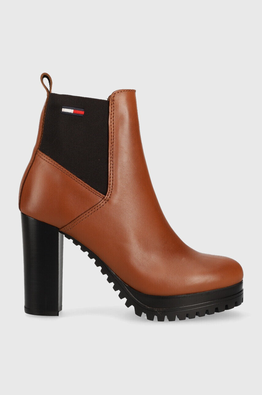 Tommy Jeans Кожени боти челси Essentials High Heel Boot - Pepit.bg