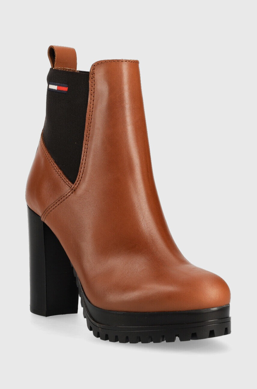 Tommy Jeans Кожени боти челси Essentials High Heel Boot - Pepit.bg