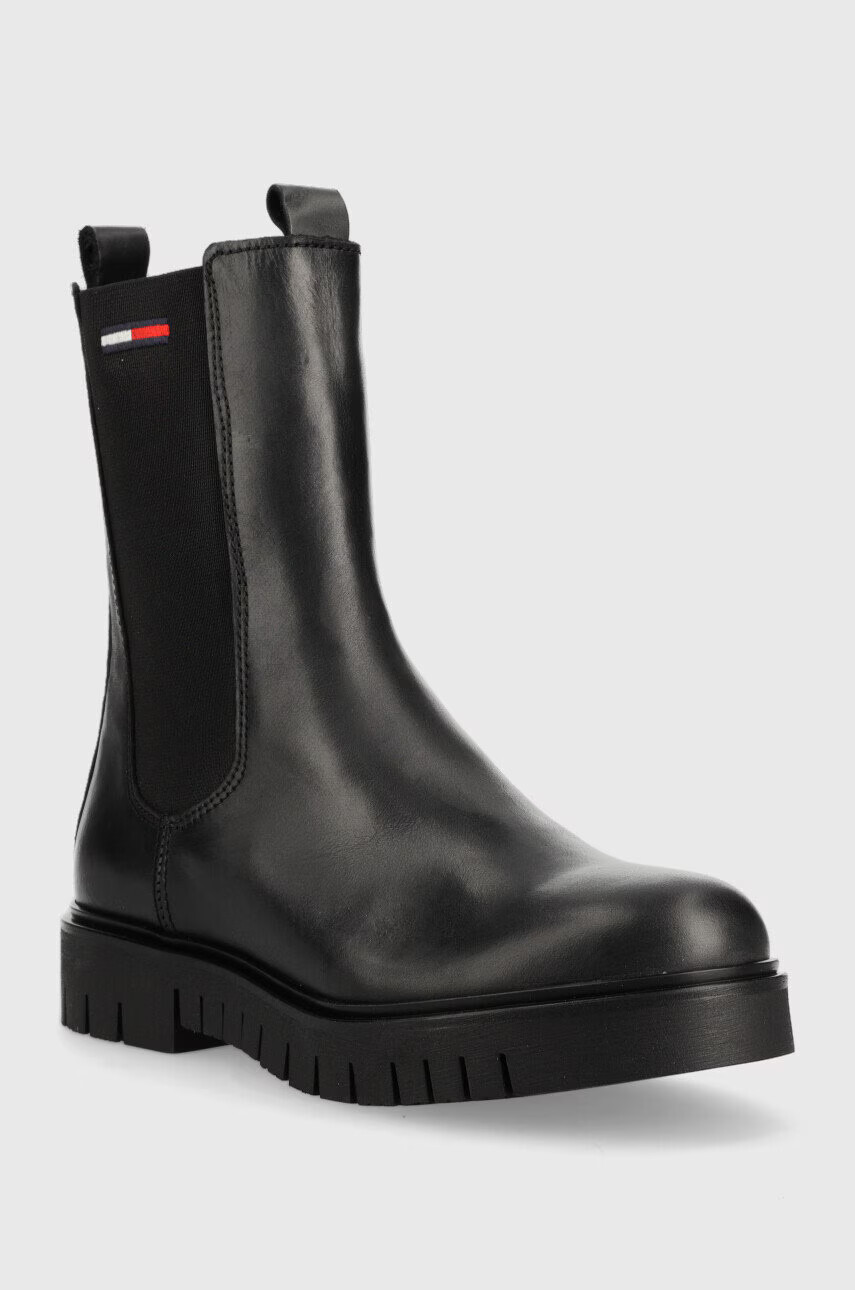 Tommy Jeans Кожени боти челси Long Chelsea Boot в черно с платформа - Pepit.bg