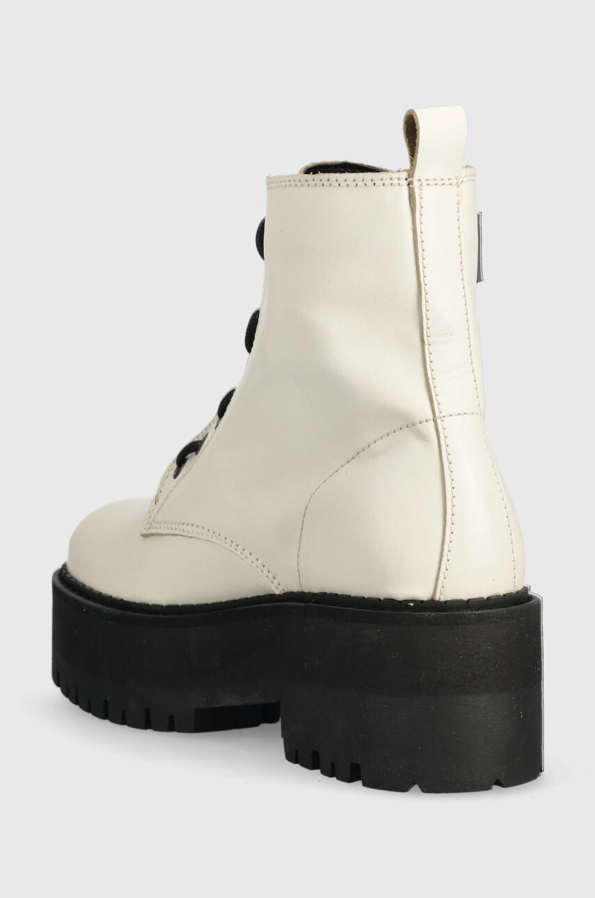 Tommy Jeans Кожени боти Tamy Higher 3A - Zip Up в бежово с платформа - Pepit.bg