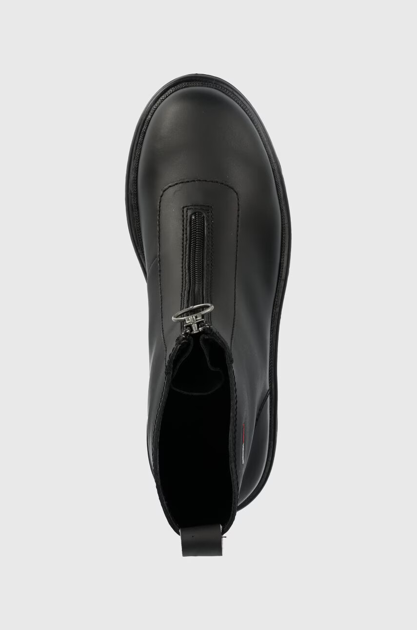 Tommy Jeans Кожени боти Zip Boot в черно с равна подметка - Pepit.bg