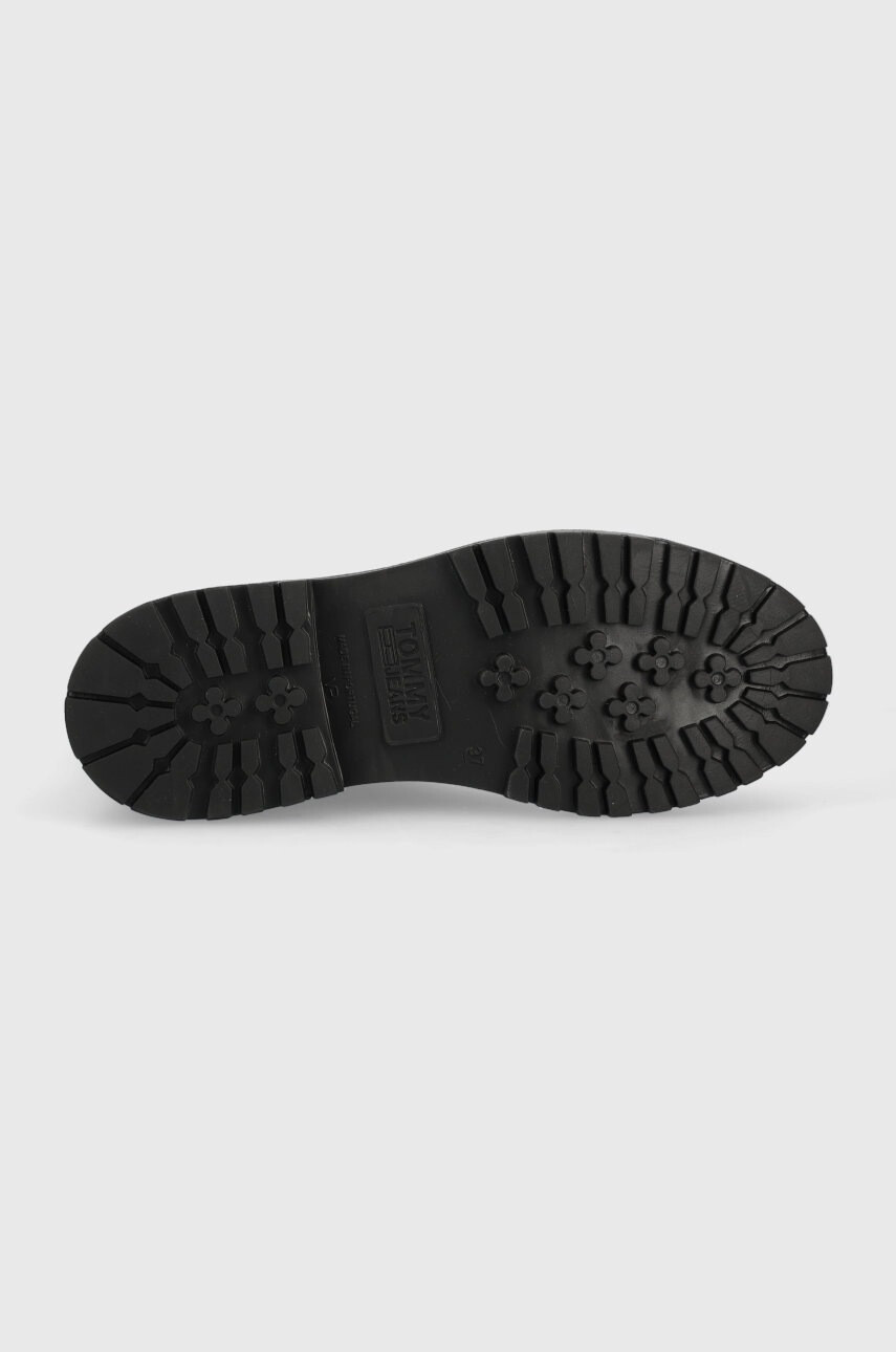 Tommy Jeans Кожени боти Zip Boot в черно с равна подметка - Pepit.bg