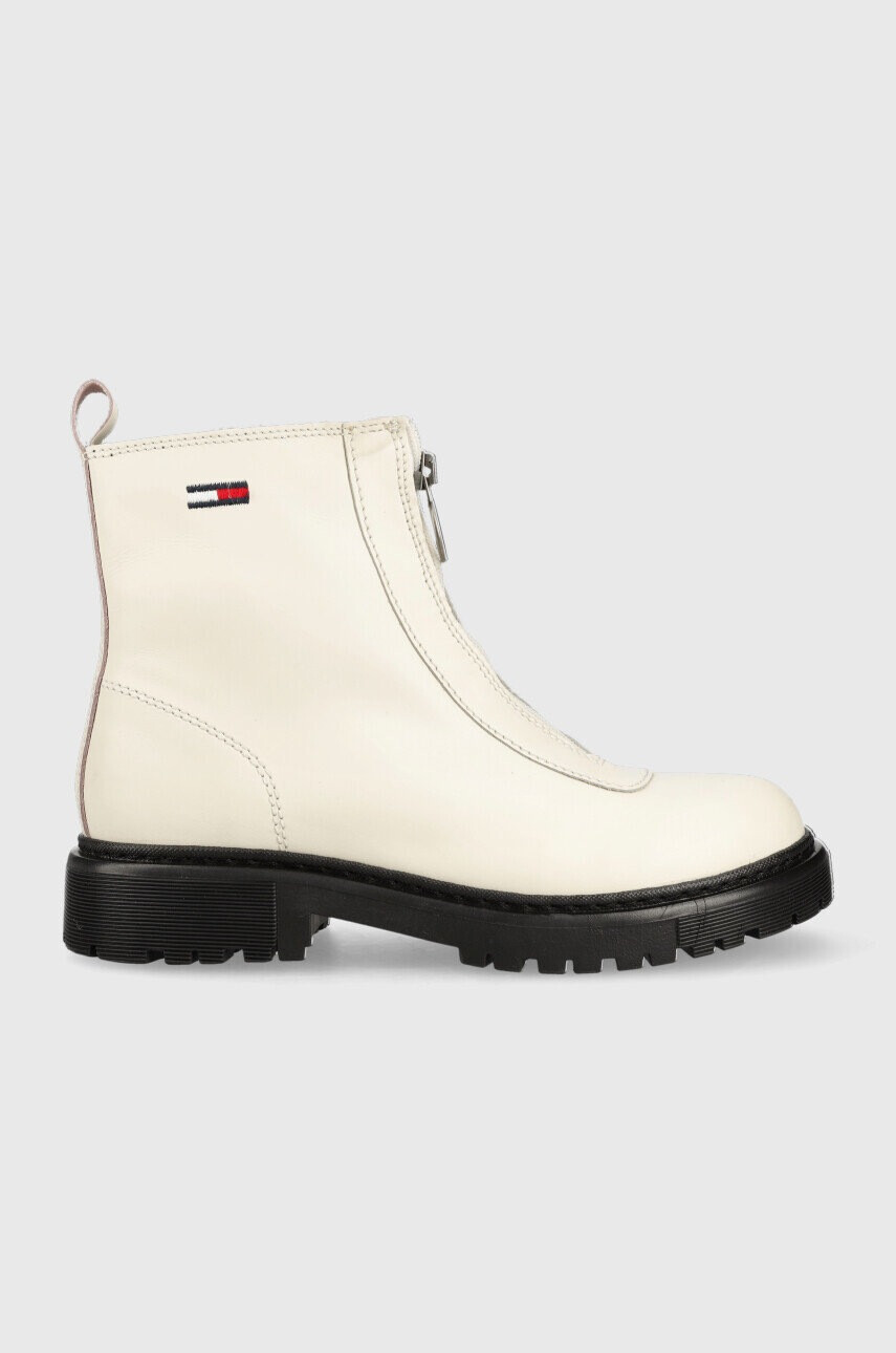 Tommy Jeans Кожени боти Zip Boot в бяло с платформа - Pepit.bg
