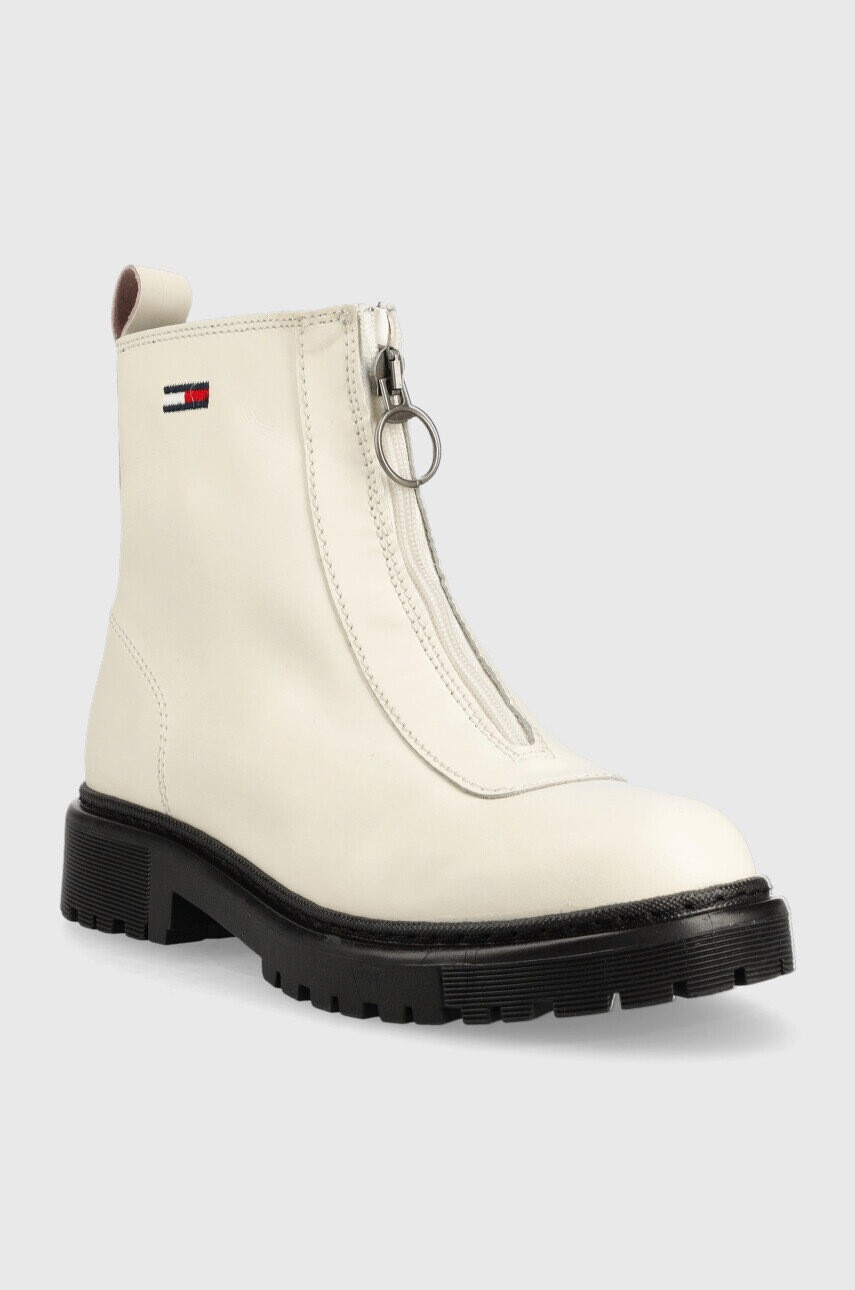 Tommy Jeans Кожени боти Zip Boot в бяло с платформа - Pepit.bg