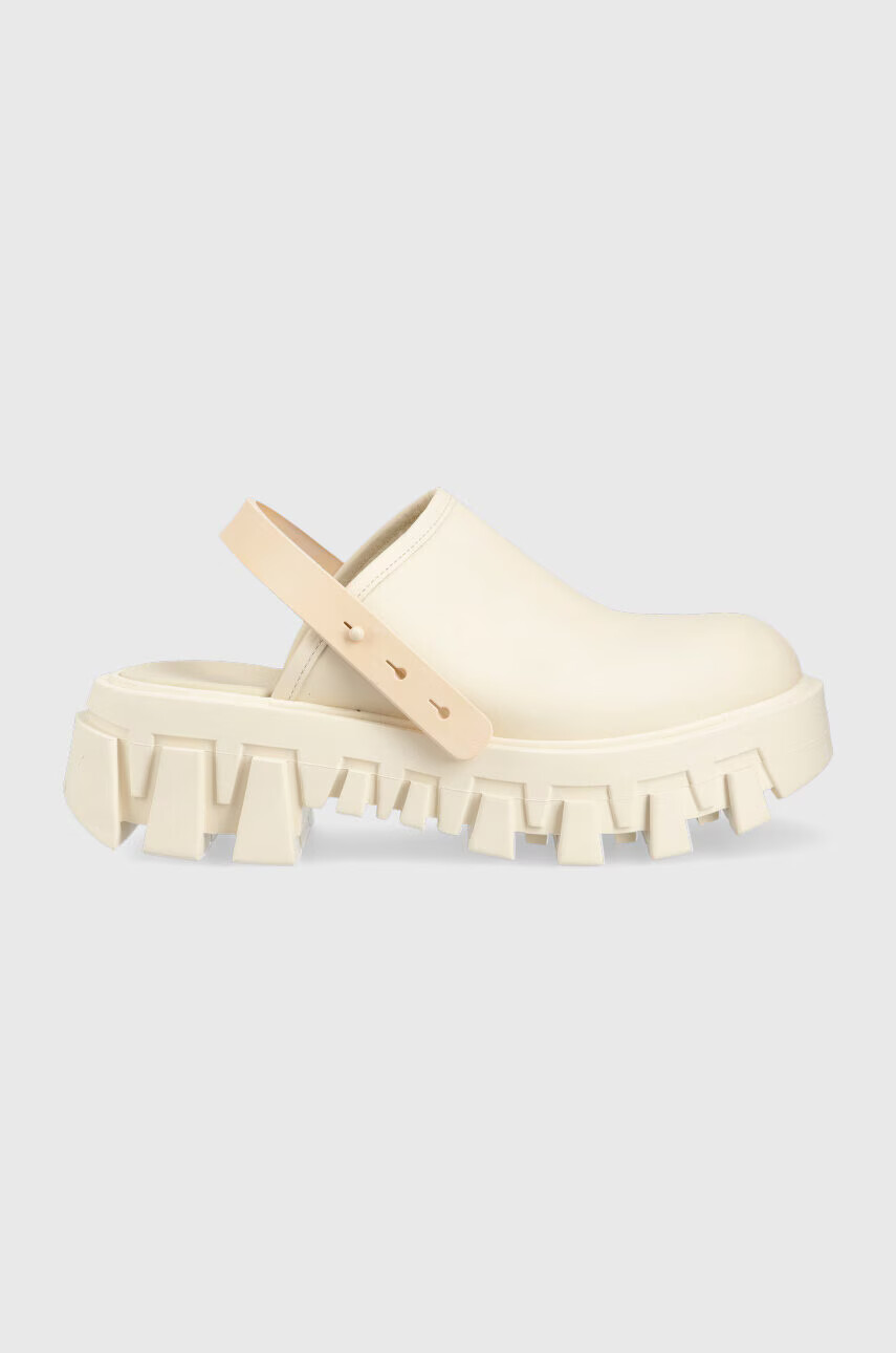 Tommy Jeans Кожени чехли CHUNKY MULE LEATHER в бежово с платформа EN0EN02180 - Pepit.bg