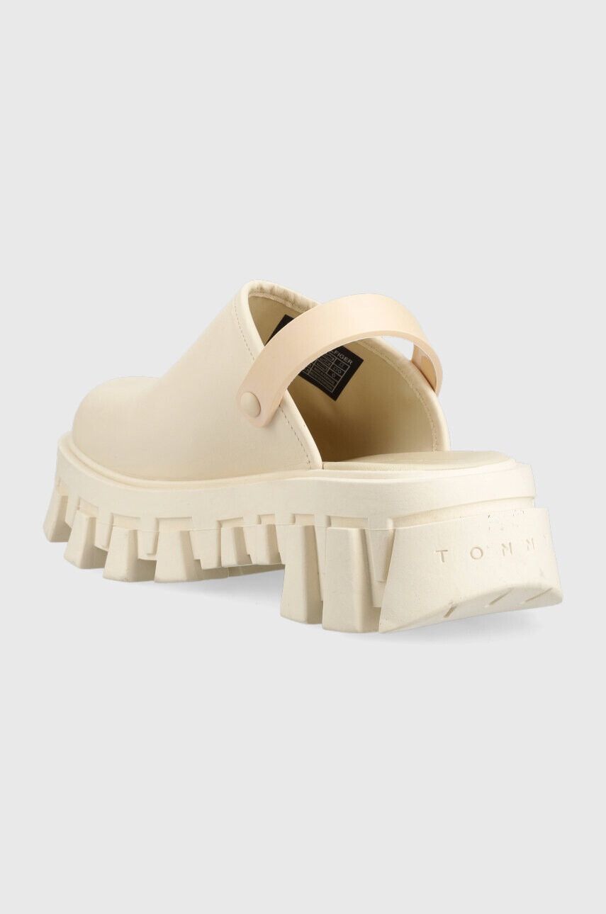 Tommy Jeans Кожени чехли CHUNKY MULE LEATHER в бежово с платформа EN0EN02180 - Pepit.bg