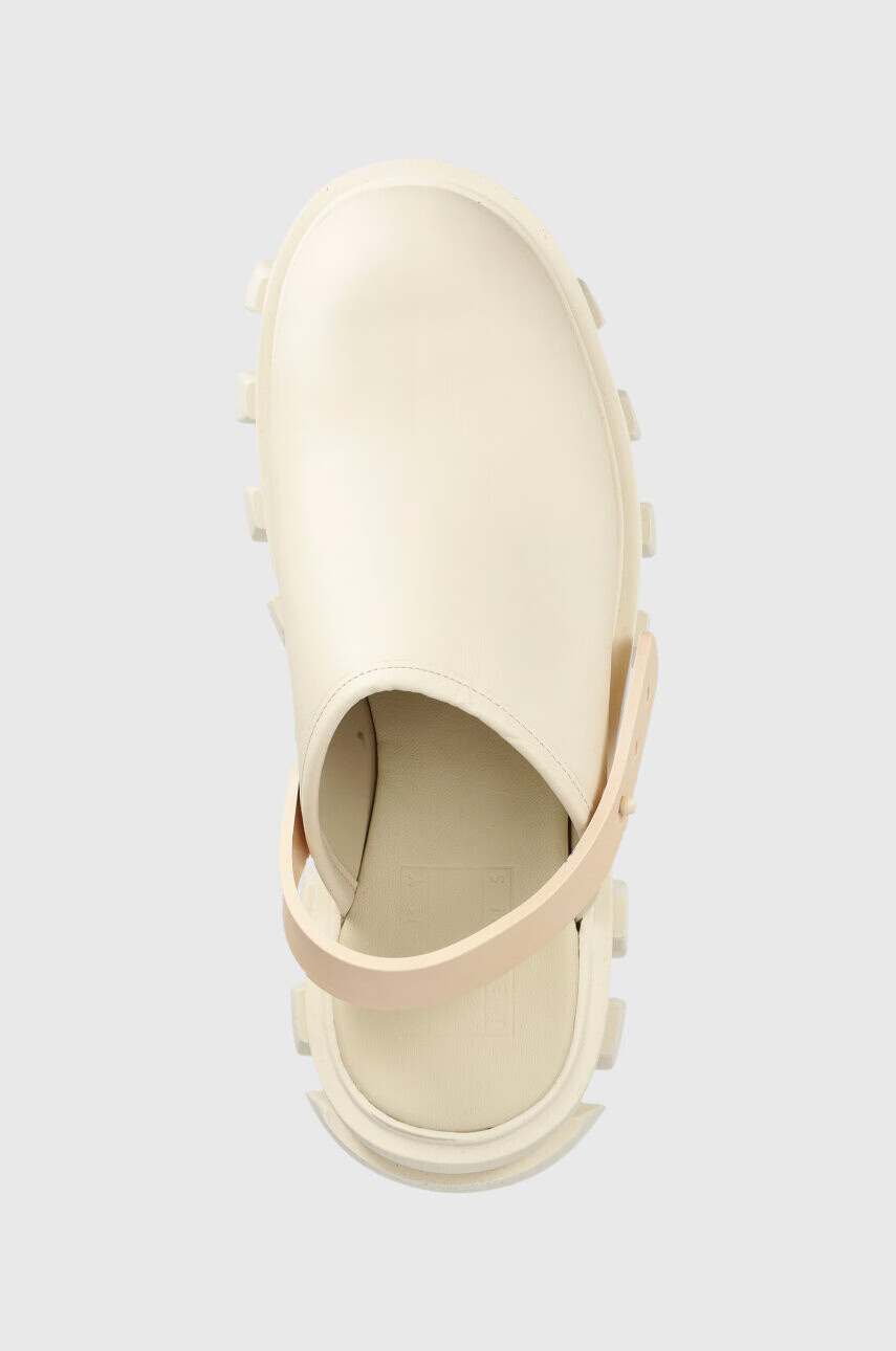 Tommy Jeans Кожени чехли CHUNKY MULE LEATHER в бежово с платформа EN0EN02180 - Pepit.bg