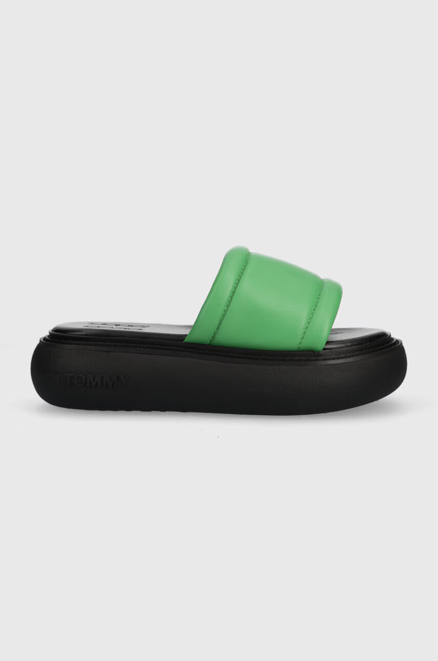 Tommy Jeans Кожени чехли VOLUME SANDAL в зелено с платформа EN0EN02076 - Pepit.bg