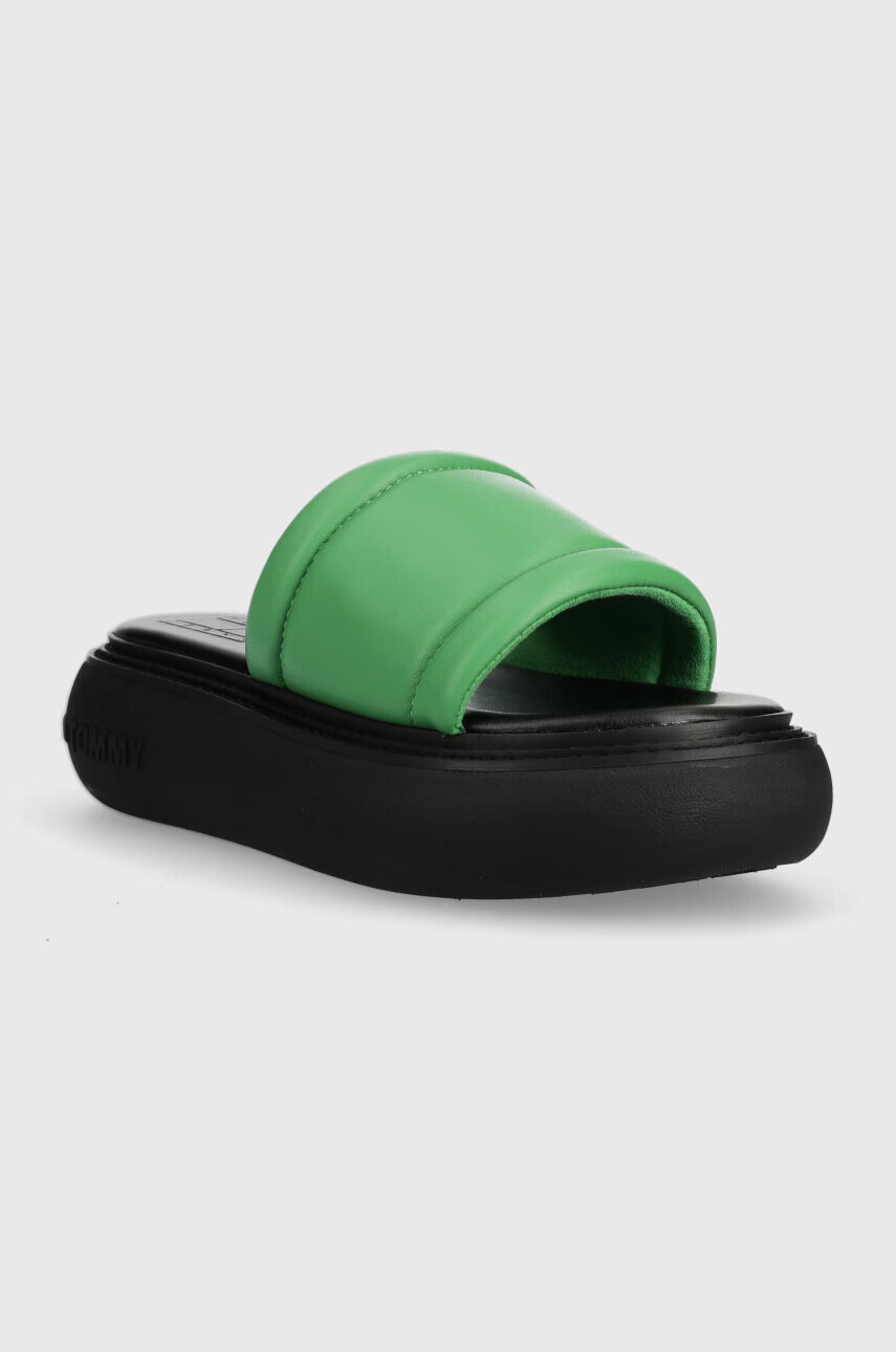 Tommy Jeans Кожени чехли VOLUME SANDAL в зелено с платформа EN0EN02076 - Pepit.bg