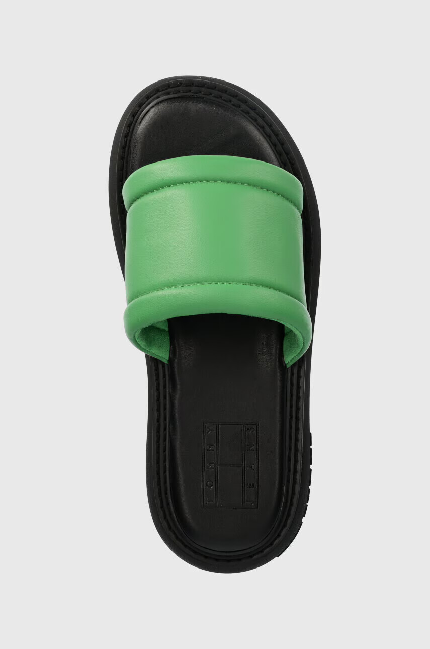 Tommy Jeans Кожени чехли VOLUME SANDAL в зелено с платформа EN0EN02076 - Pepit.bg