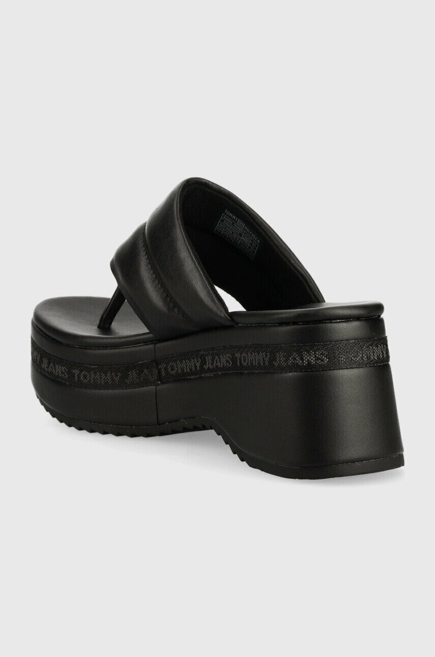 Tommy Jeans Кожени джапанки SANDAL PADDED в черно с платформа EN0EN02075 - Pepit.bg