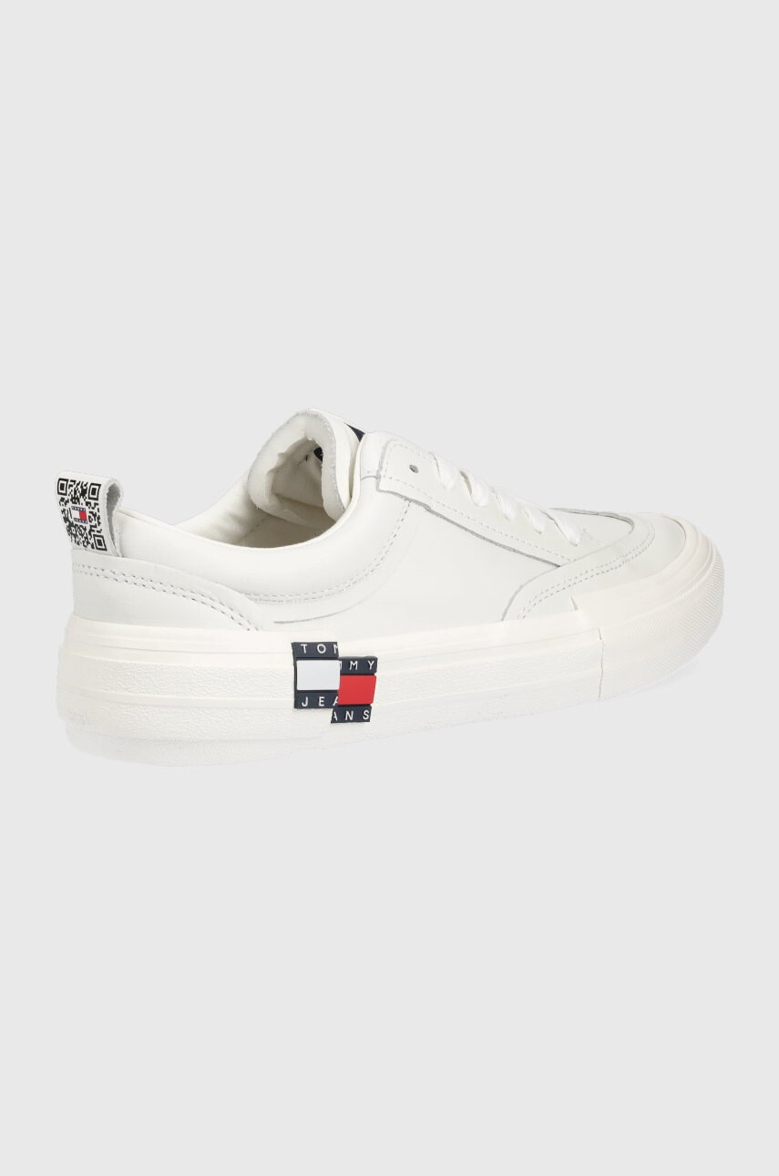 Tommy Jeans Кожени кецове мъжко в бяло - Pepit.bg