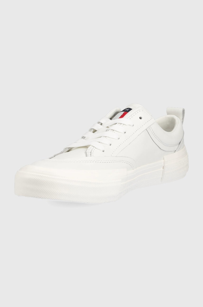 Tommy Jeans Кожени кецове мъжко в бяло - Pepit.bg