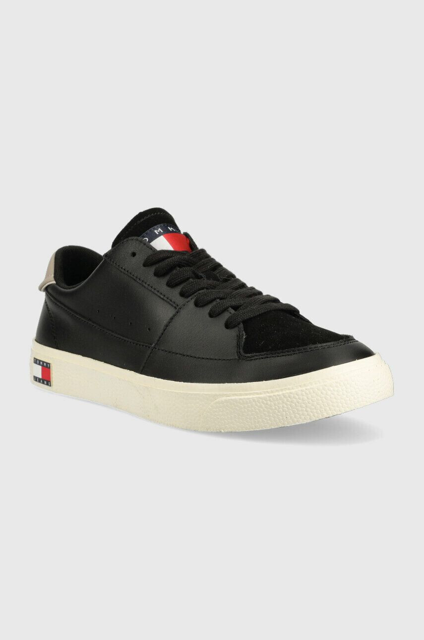 Tommy Jeans Кожени кецове VULCANIZED ESS в черно EM0EM01106 - Pepit.bg