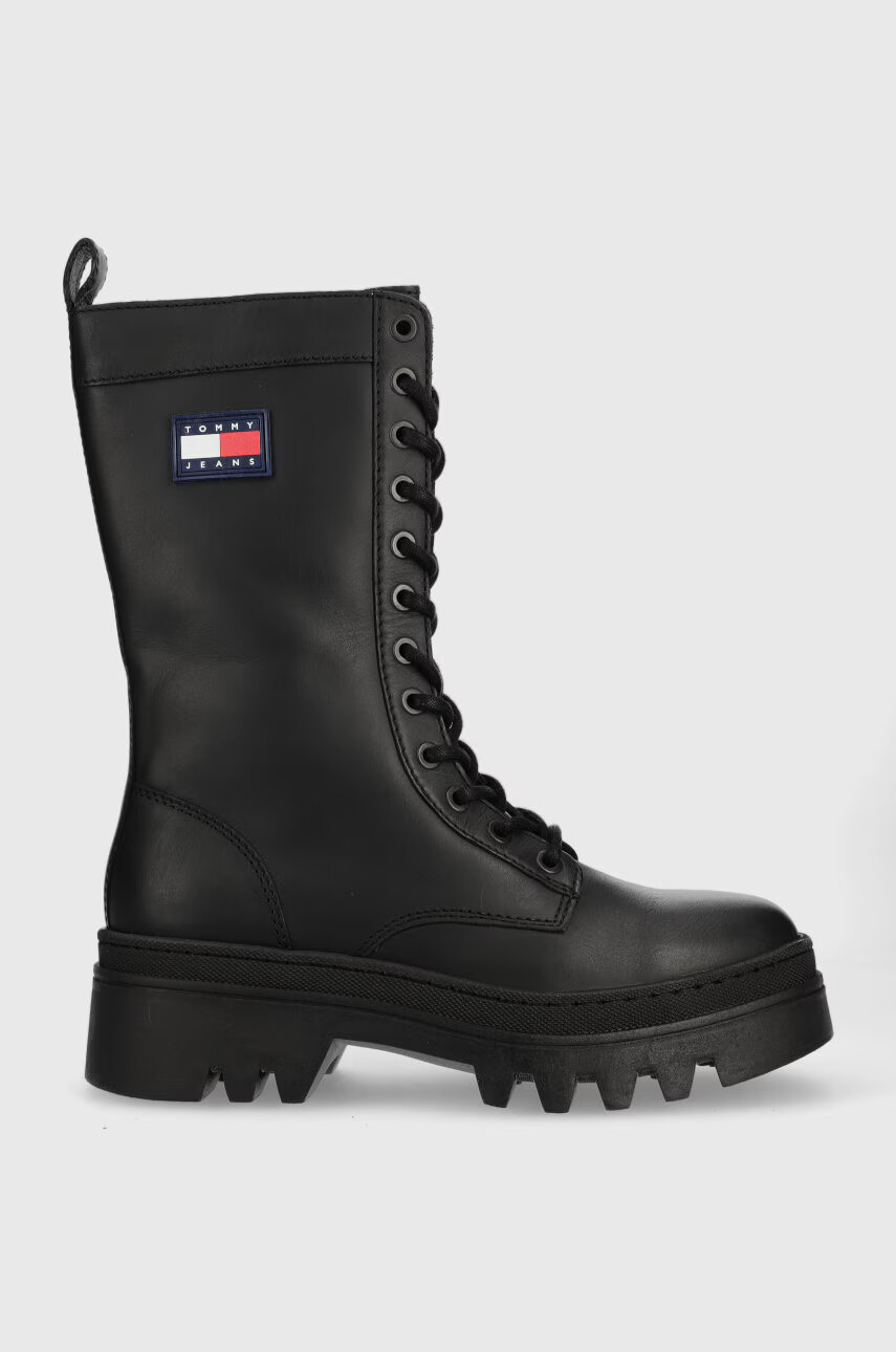 Tommy Jeans Кожени кубинки Fashion Lace Up в черно с платформа - Pepit.bg