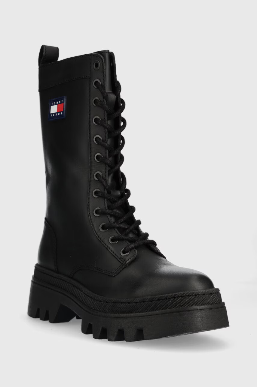 Tommy Jeans Кожени кубинки Fashion Lace Up в черно с платформа - Pepit.bg