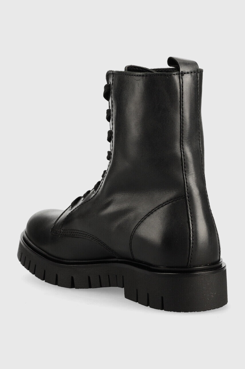 Tommy Jeans Кожени кубинки Lace Up Wmns Boot в черно с равна подметка - Pepit.bg