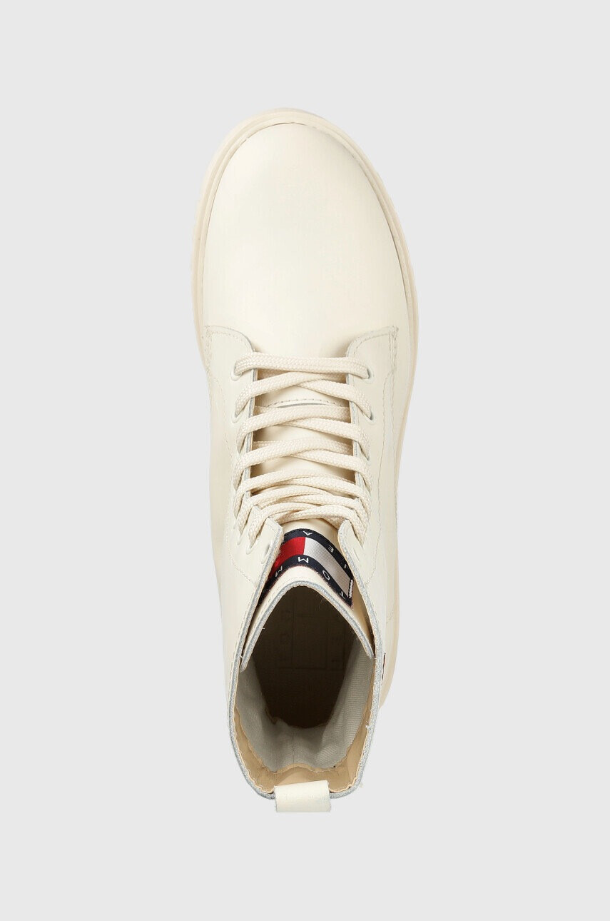 Tommy Jeans Кожени кубинки Lace Up Wmns Boot в бежово с равна подметка - Pepit.bg
