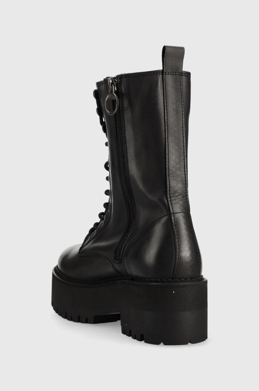 Tommy Jeans Кожени кубинки Flatform Padded Boot в черно с платформа - Pepit.bg