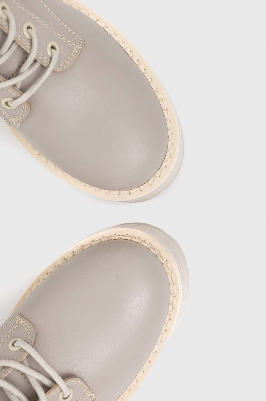 Tommy Jeans Кожени кубинки Flatform Padded Boot в бежово с равна подметка - Pepit.bg