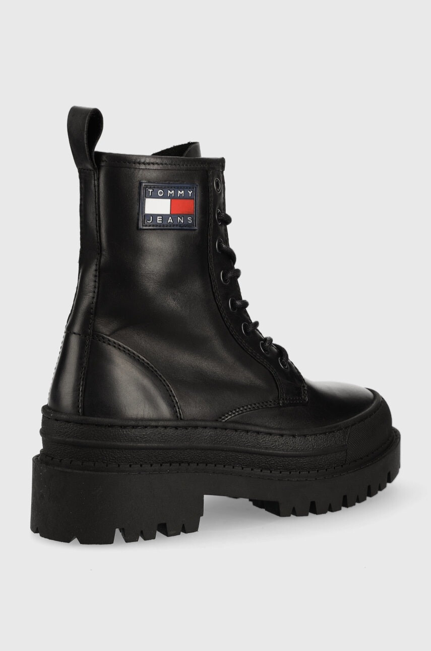 Tommy Jeans Кожени кубинки Lace Up Boot в черно с платформа - Pepit.bg