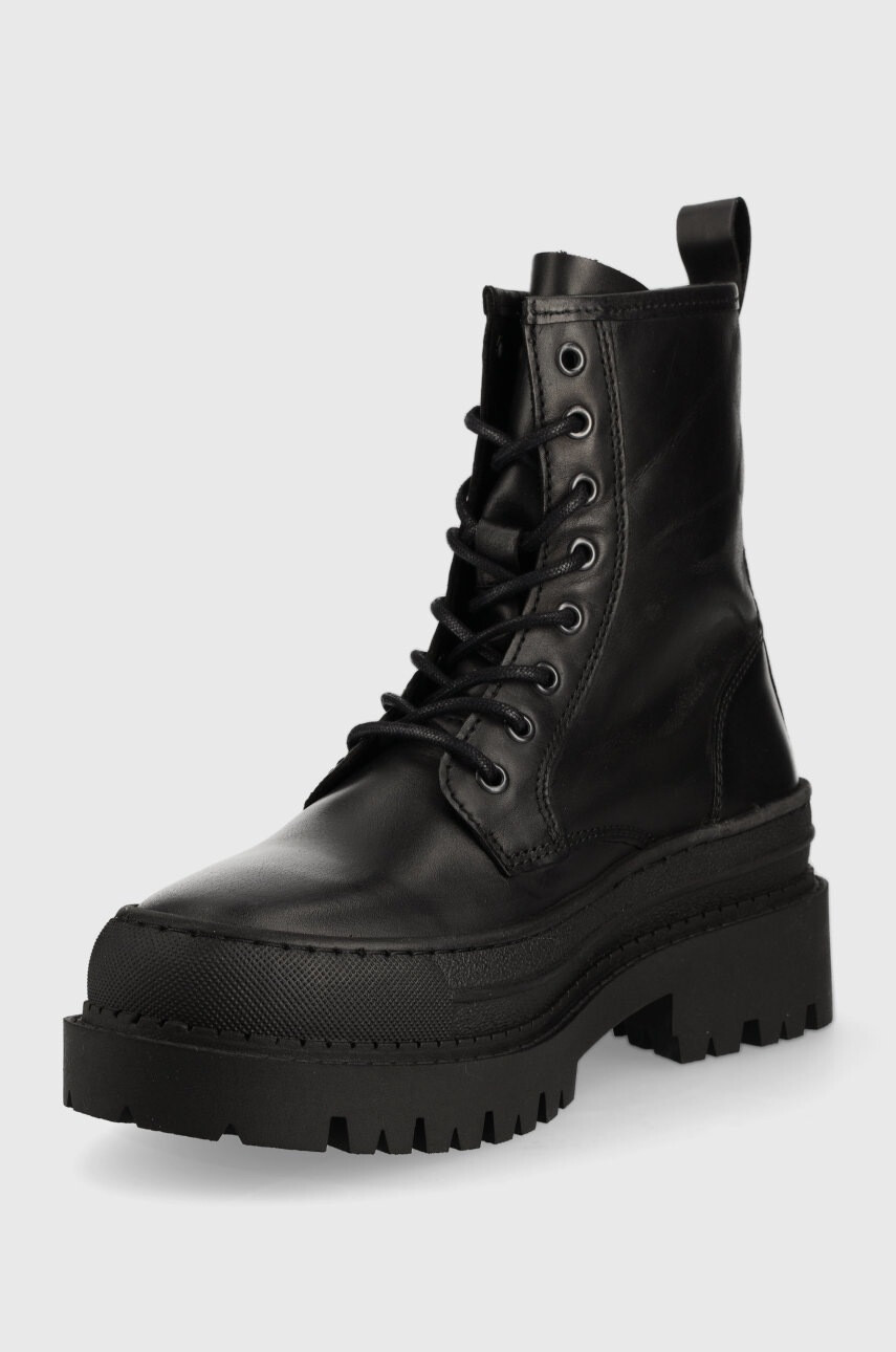 Tommy Jeans Кожени кубинки Lace Up Boot в черно с платформа - Pepit.bg