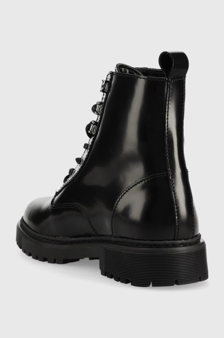 Tommy Jeans Кожени кубинки Leather Lace Up в черно с равна подметка - Pepit.bg