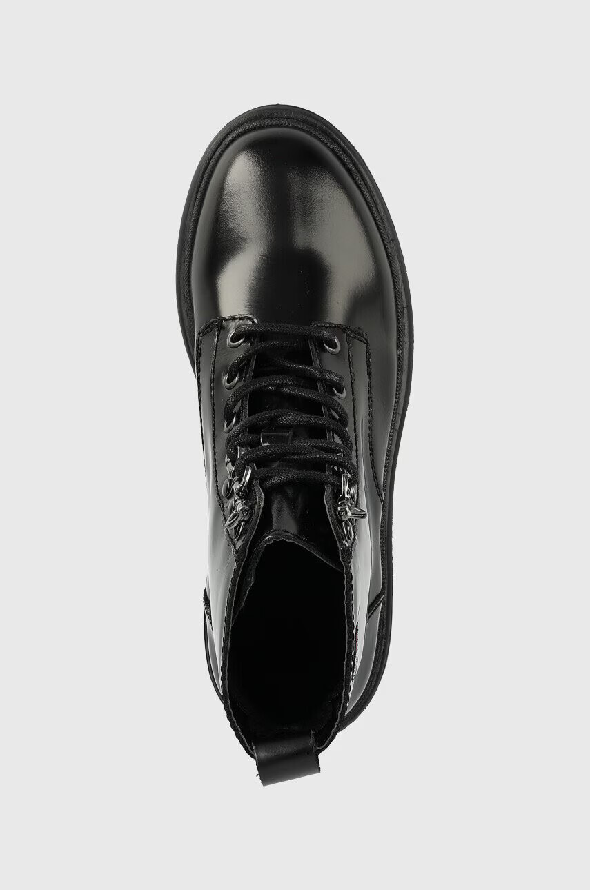 Tommy Jeans Кожени кубинки Leather Lace Up в черно с равна подметка - Pepit.bg