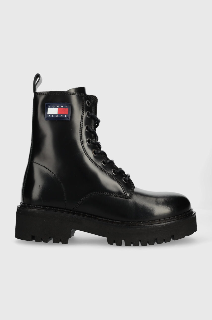 Tommy Jeans Кожени кубинки Urban Lace Up Boot в черно с платформа - Pepit.bg