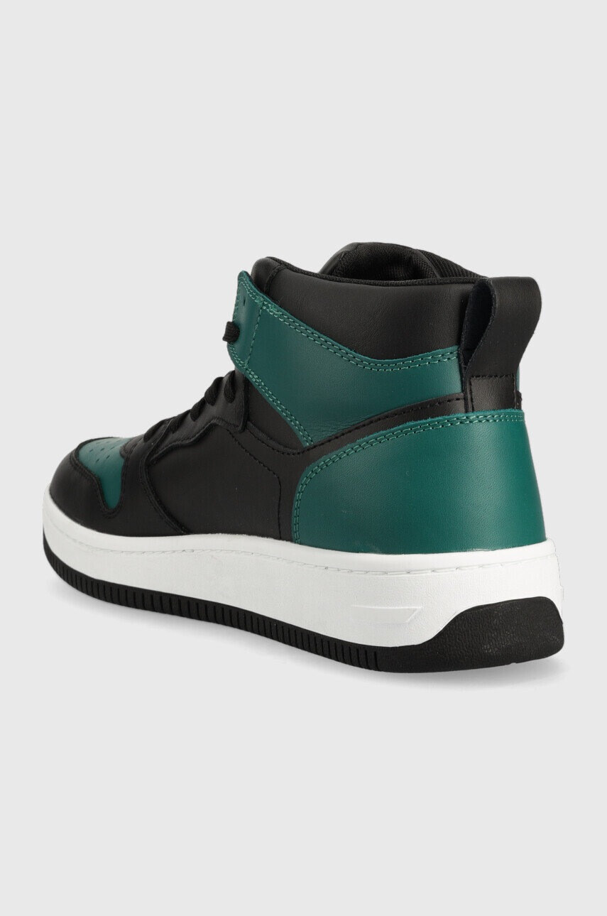 Tommy Jeans Кожени маратонки Leather Mid Cut Basket в черно - Pepit.bg