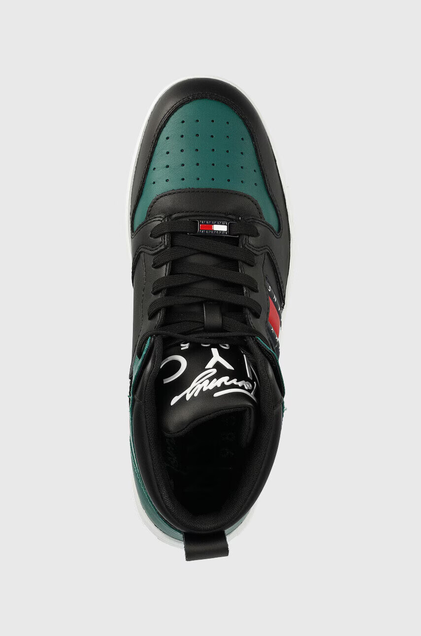 Tommy Jeans Кожени маратонки Leather Mid Cut Basket в черно - Pepit.bg