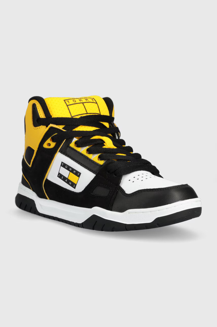 Tommy Jeans Кожени маратонки Em0em01108 Mid Cut Droid в жълто - Pepit.bg