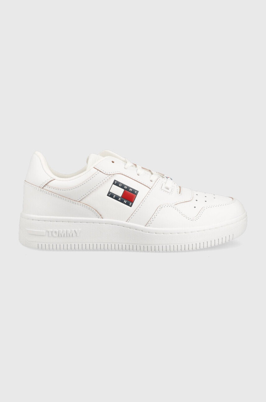 Tommy Jeans Кожени маратонки Etch Basket в бяло - Pepit.bg