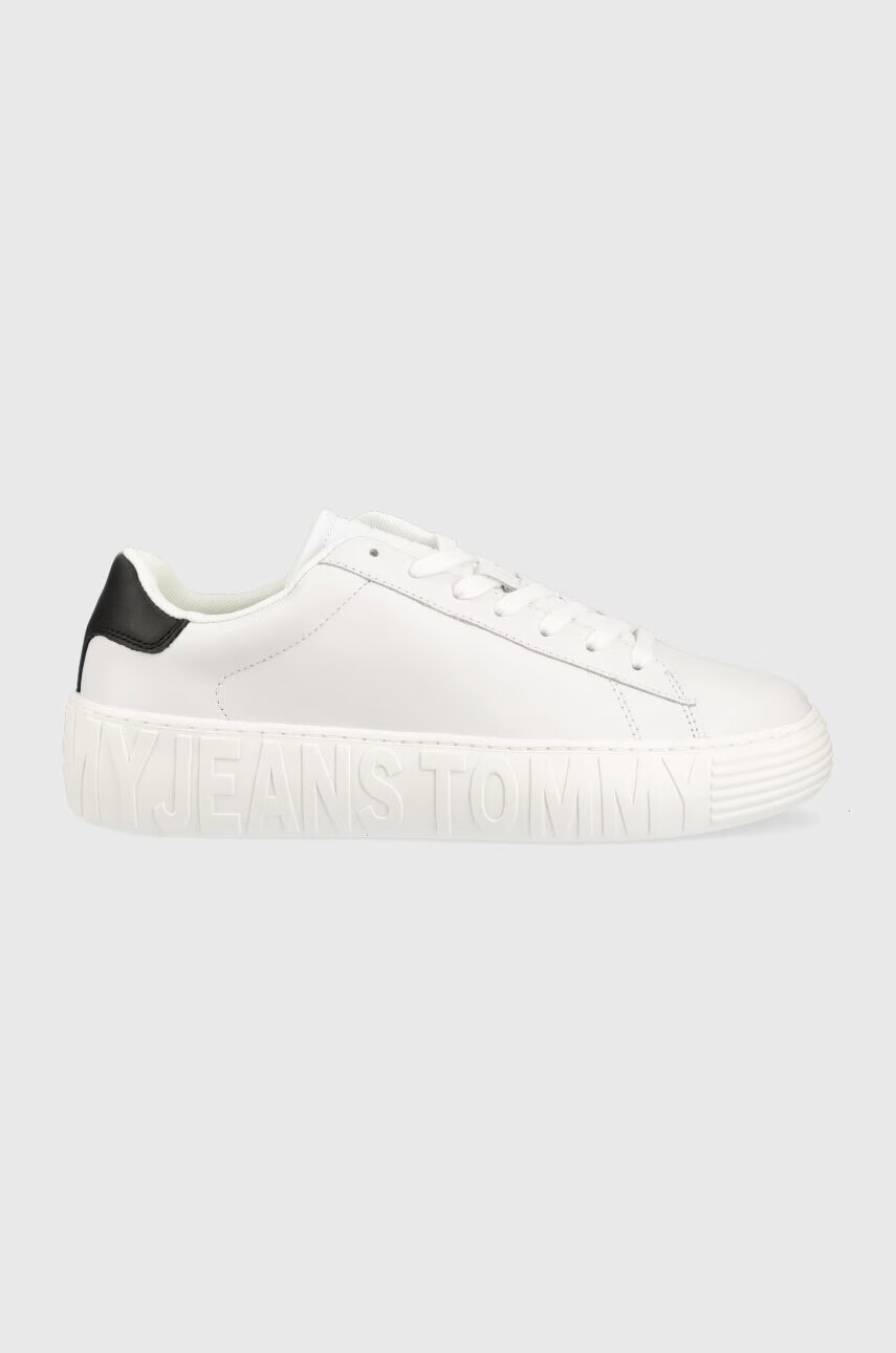 Tommy Jeans Кожени маратонки LEATHER OUTSOLE в бяло EM0EM01159 - Pepit.bg