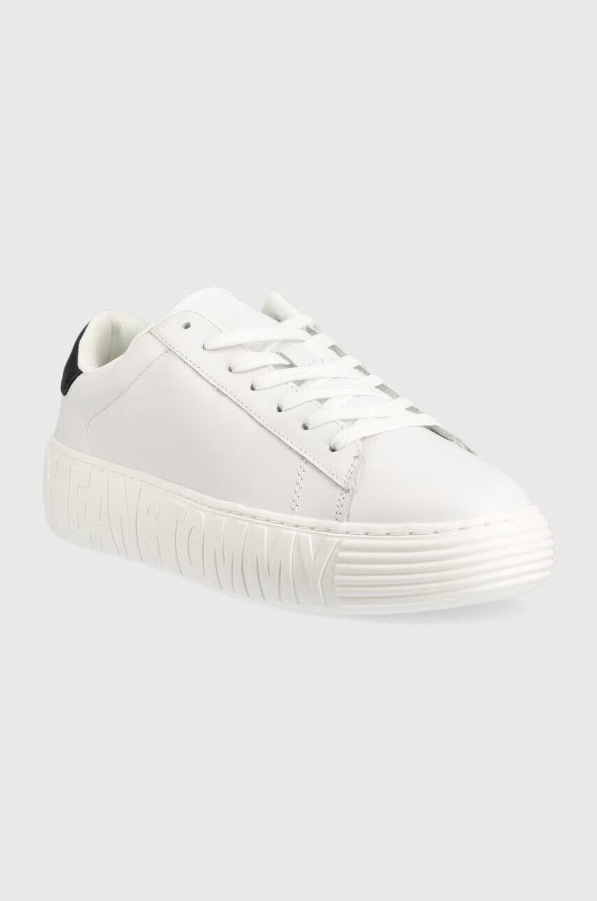 Tommy Jeans Кожени маратонки LEATHER OUTSOLE в бяло EM0EM01159 - Pepit.bg