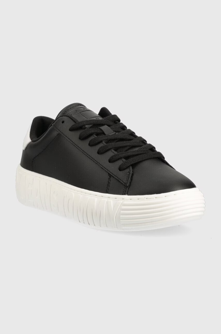Tommy Jeans Кожени маратонки LEATHER OUTSOLE в черно EM0EM01159 - Pepit.bg