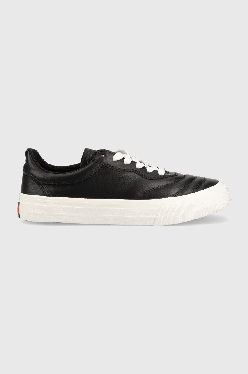 Tommy Jeans Кожени маратонки Leather Soccer Vulc в черно - Pepit.bg