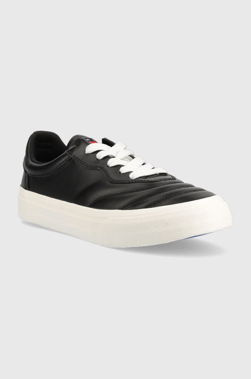 Tommy Jeans Кожени маратонки Leather Soccer Vulc в черно - Pepit.bg
