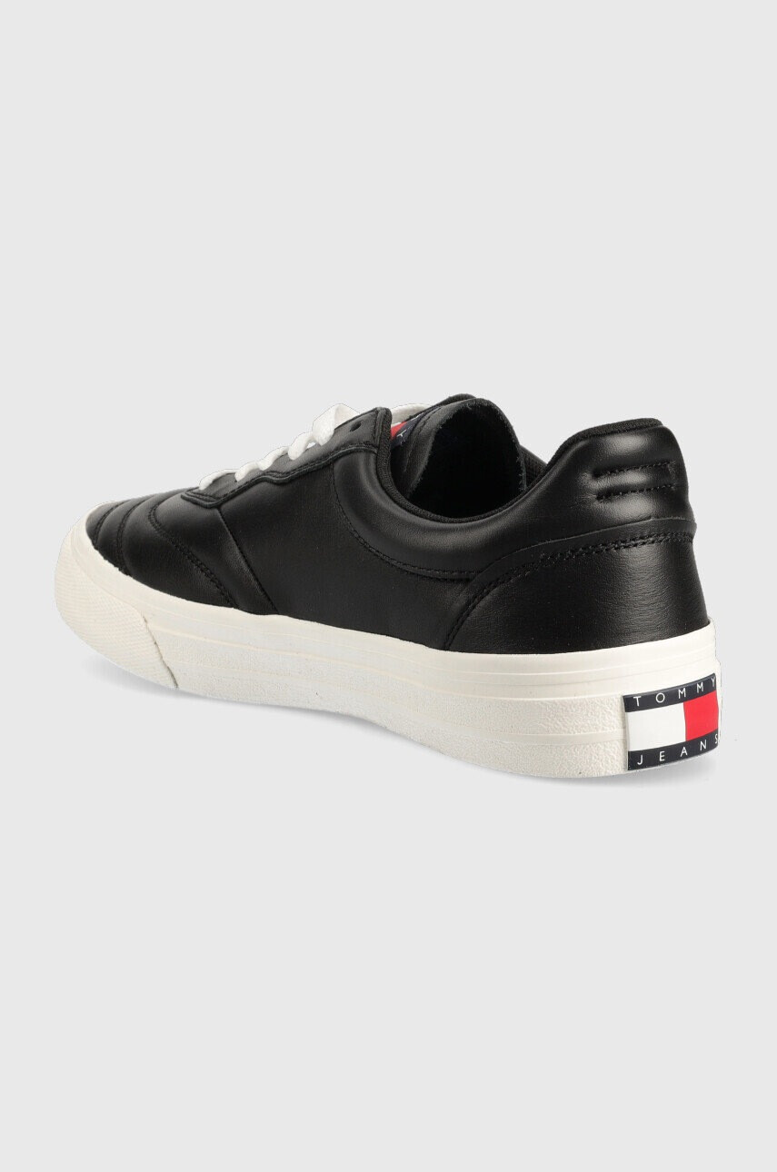 Tommy Jeans Кожени маратонки Leather Soccer Vulc в черно - Pepit.bg