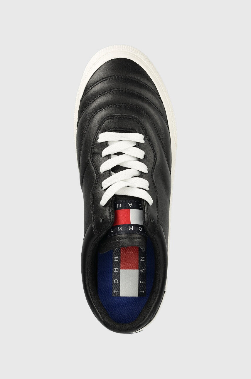 Tommy Jeans Кожени маратонки Leather Soccer Vulc в черно - Pepit.bg