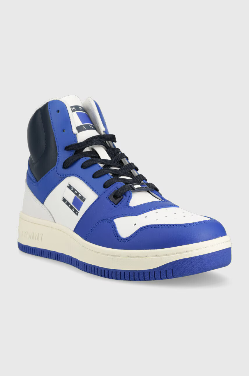 Tommy Jeans Кожени маратонки MID CUT BASKET в синьо EM0EM01164 - Pepit.bg