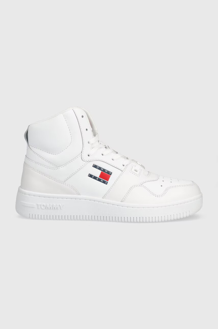 Tommy Jeans Кожени маратонки MID CUT BASKET в бяло EM0EM01164 - Pepit.bg