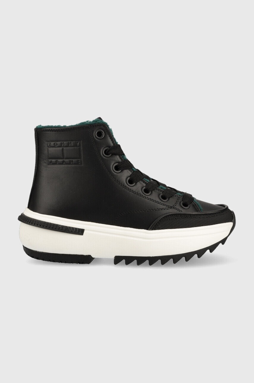 Tommy Jeans Кожени маратонки Min Run Cleat в черно - Pepit.bg