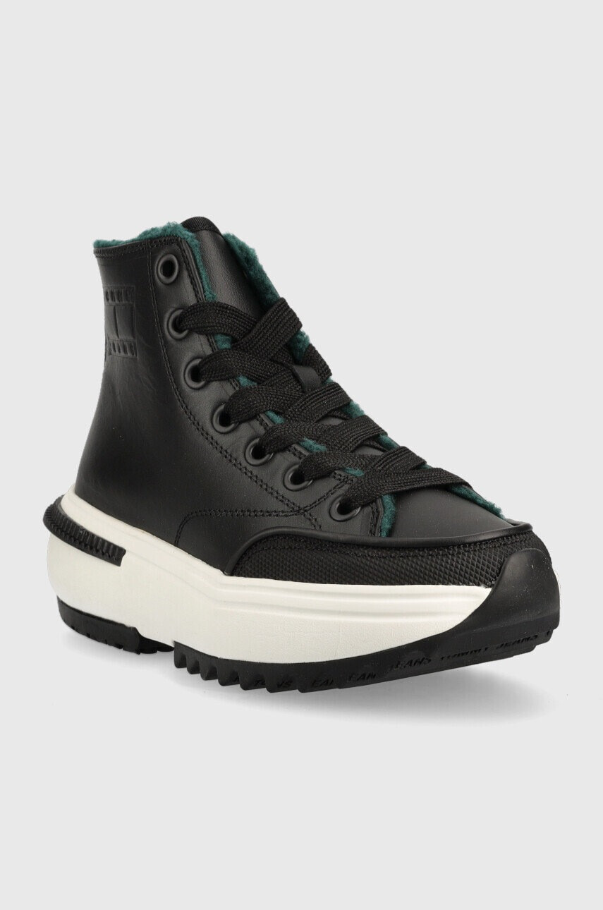 Tommy Jeans Кожени маратонки Min Run Cleat в черно - Pepit.bg