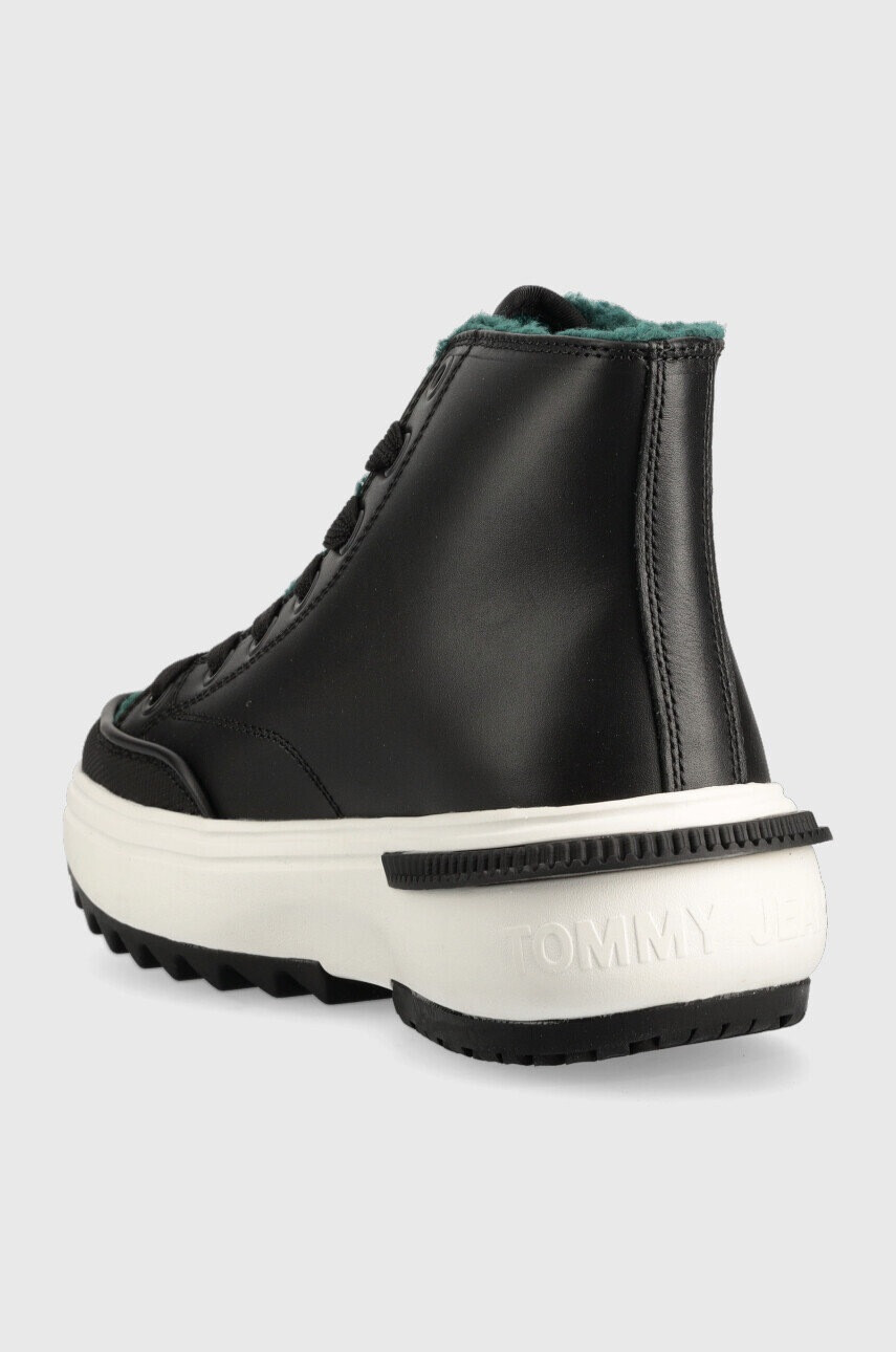 Tommy Jeans Кожени маратонки Min Run Cleat в черно - Pepit.bg