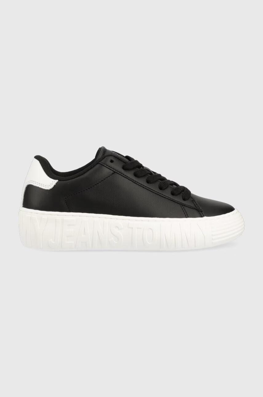 Tommy Jeans Кожени маратонки NEW CUPSOLE LEATHER в черно EN0EN02137 - Pepit.bg