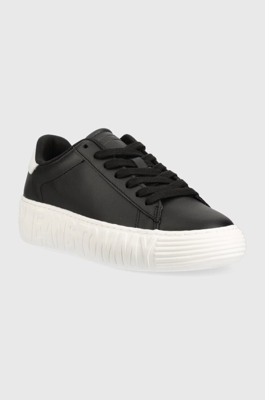Tommy Jeans Кожени маратонки NEW CUPSOLE LEATHER в черно EN0EN02137 - Pepit.bg