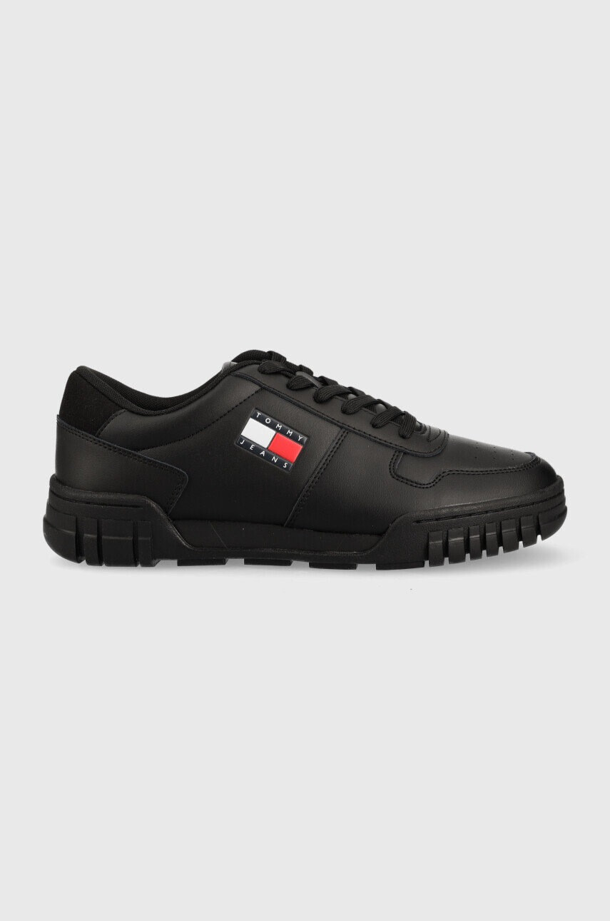Tommy Jeans Кожени маратонки Retro Leather Cupsole Tjm Ess в черно - Pepit.bg