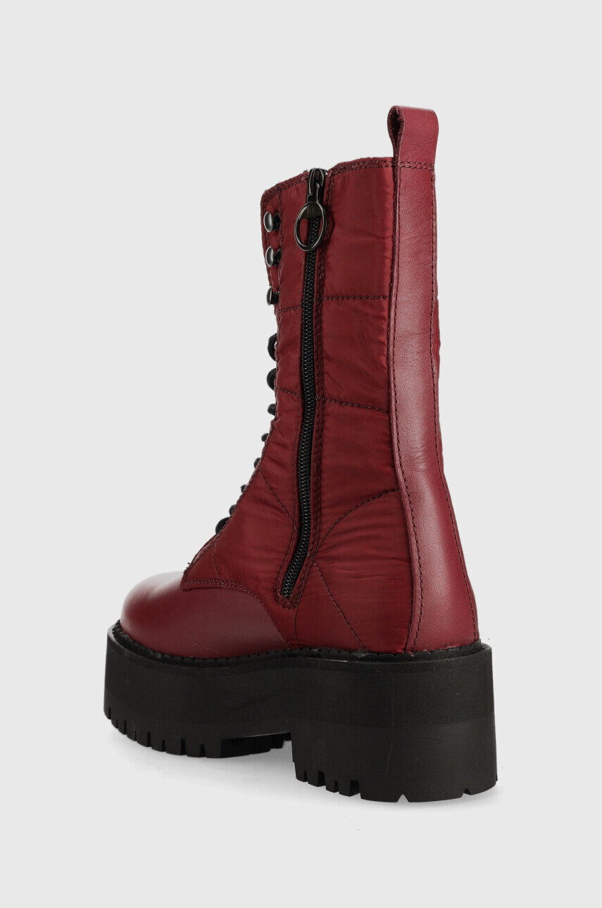 Tommy Jeans Кубинки Flatform Padded Boot в бордо с платформа - Pepit.bg